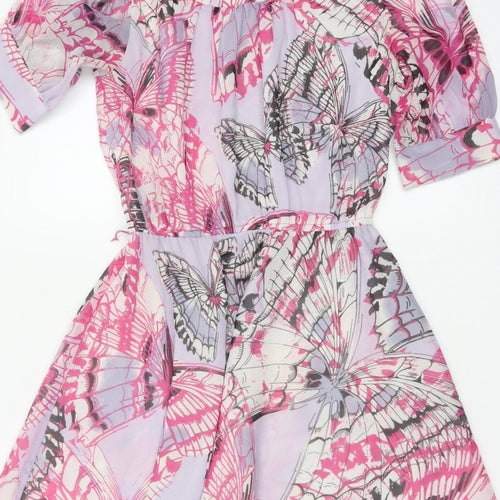 Butterfly by Matthew Williamson Women's Pink Butterfly Fit Flare Dress UK 10