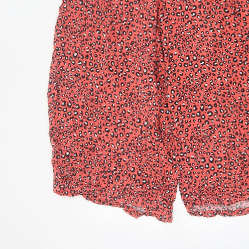 Marks and Spencer Women Red Animal Print Wide Leg Cropped Trousers UK 20