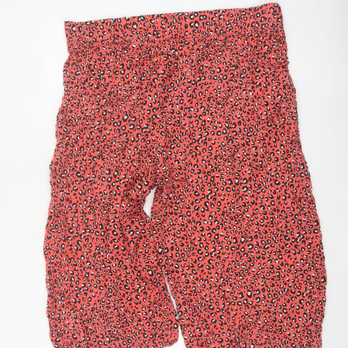 Marks and Spencer Women Red Animal Print Wide Leg Cropped Trousers UK 20