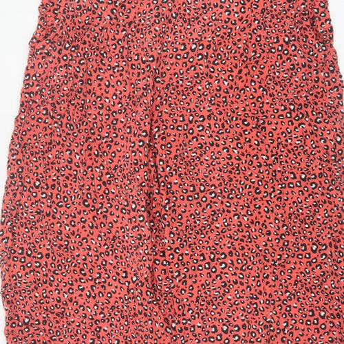 Marks and Spencer Women Red Animal Print Wide Leg Cropped Trousers UK 20