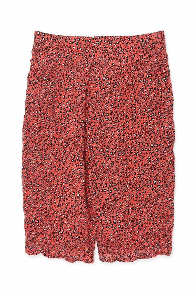 Marks and Spencer Women Red Animal Print Wide Leg Cropped Trousers UK 20