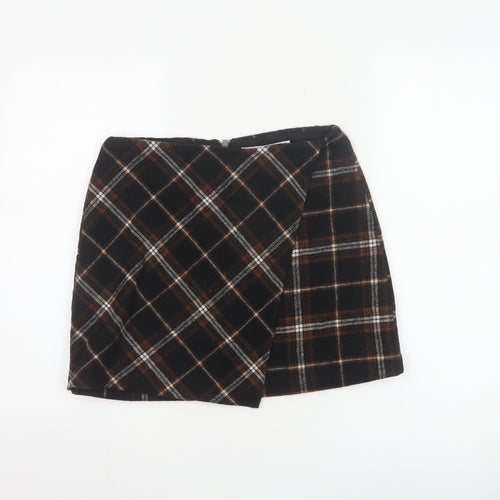 Hollister Women Multicoloured S High Rise Plaid Wrap Mini Skirt