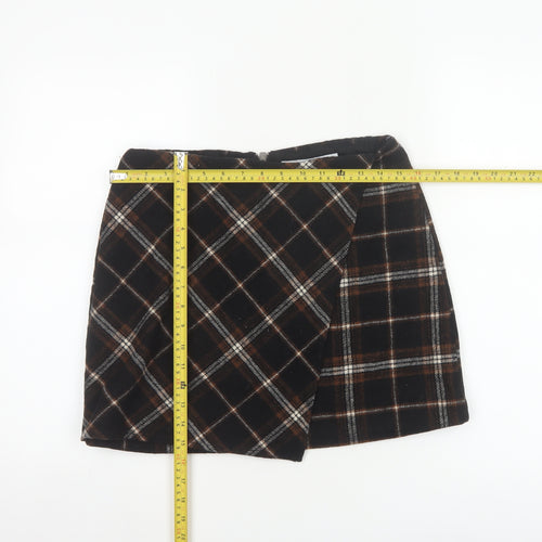 Hollister Women Multicoloured S High Rise Plaid Wrap Mini Skirt