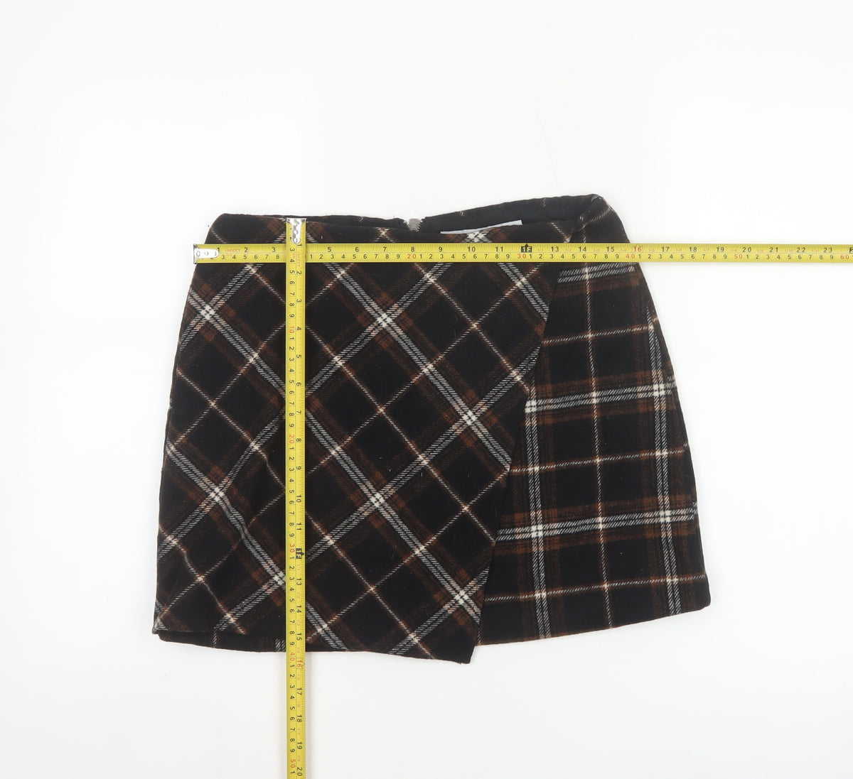 Hollister Women Multicoloured S High Rise Plaid Wrap Mini Skirt