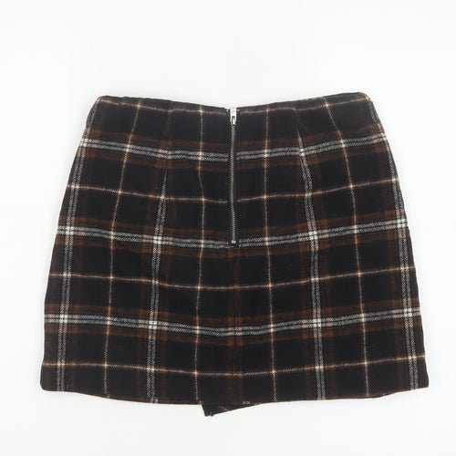 Hollister Women Multicoloured S High Rise Plaid Wrap Mini Skirt