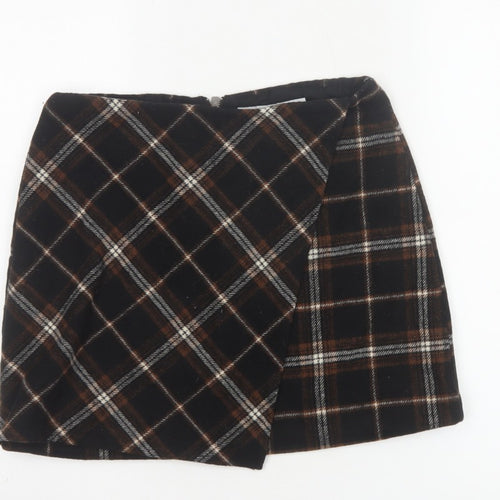 Hollister Women Multicoloured S High Rise Plaid Wrap Mini Skirt