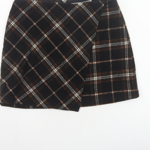 Hollister Women Multicoloured S High Rise Plaid Wrap Mini Skirt