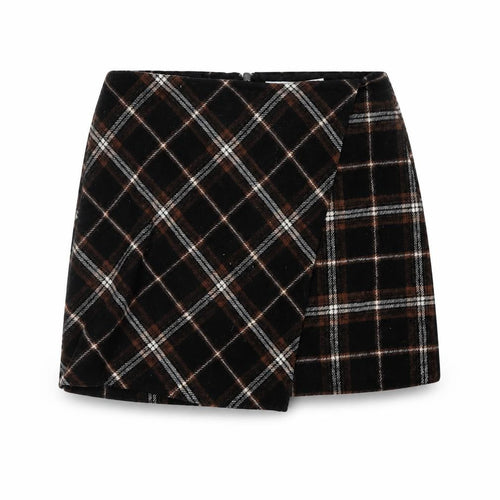 Hollister Women Multicoloured S High Rise Plaid Wrap Mini Skirt