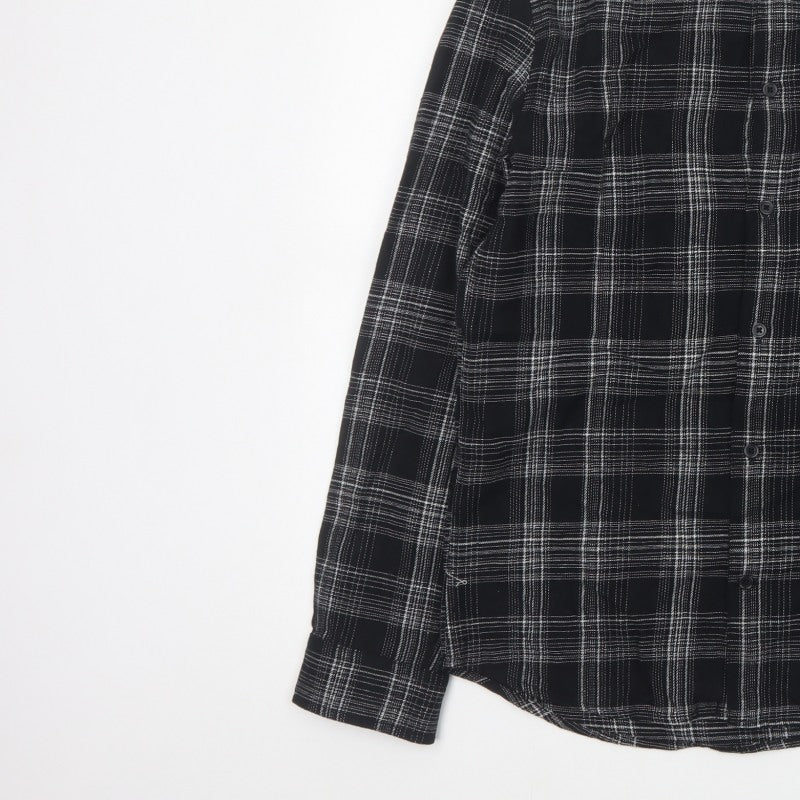Additional view of H&M Men’s Black White Check Regular Fit Cotton Button-Up Shirt, size S