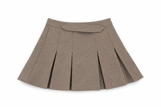 H&M Women Brown Check Flared Mini Skirt XS High Rise