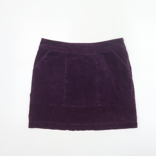 White Stuff Women Purple Size 12 Velvet Mini Straight Pencil Skirt Pockets