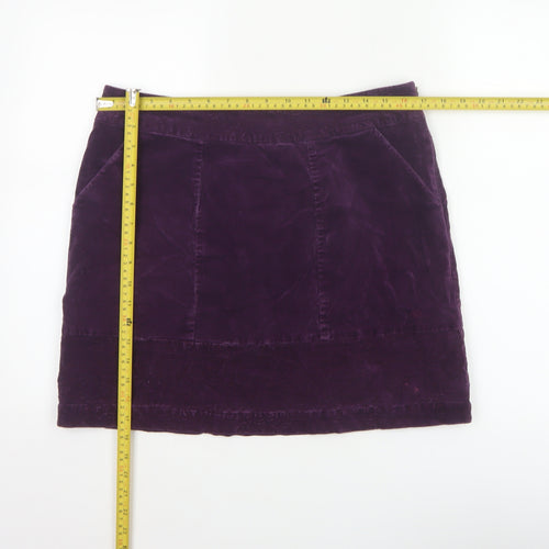 White Stuff Women Purple Size 12 Velvet Mini Straight Pencil Skirt Pockets