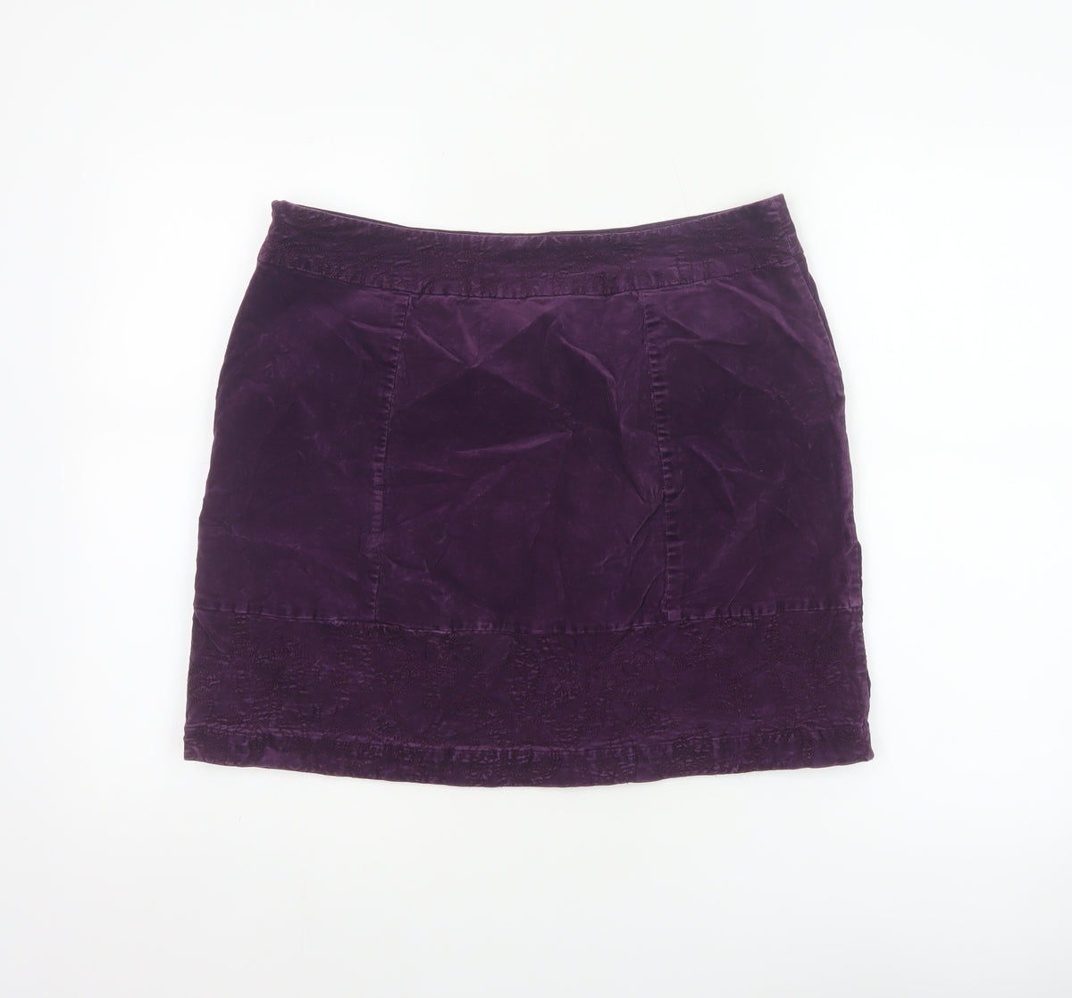 White Stuff Women Purple Size 12 Velvet Mini Straight Pencil Skirt Pockets