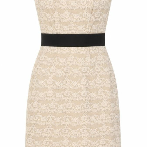 H&M Women Beige Lace Fit & Flare Strapless Dress UK 6 Wedding Party