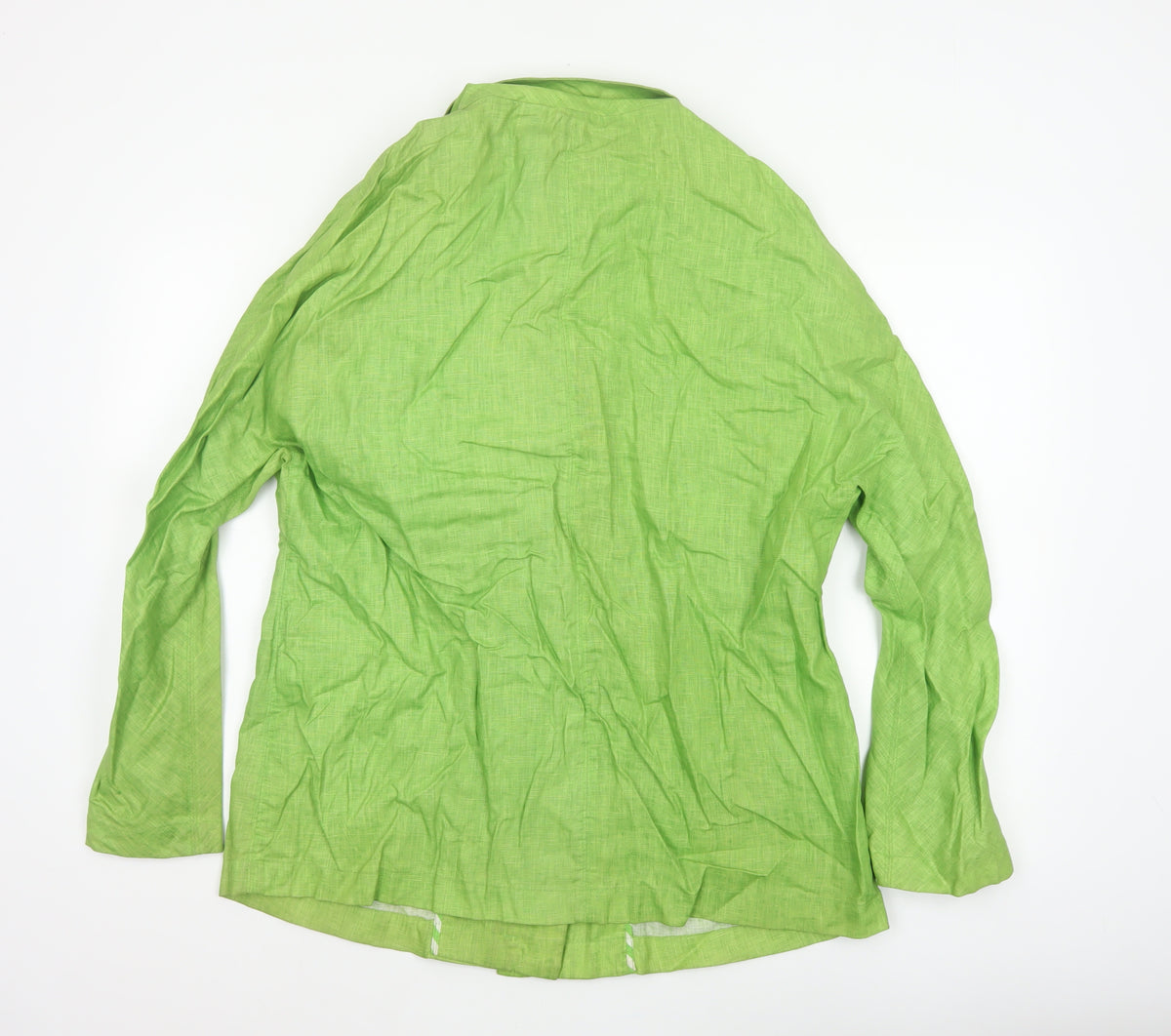 Adolfo Dominguez Women Green M Linen Zip Utility Jacket Cotton Lined