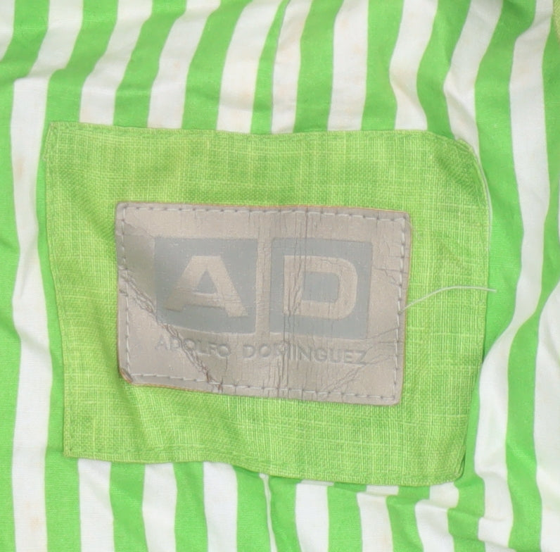 Adolfo Dominguez Women Green M Linen Zip Utility Jacket Cotton Lined