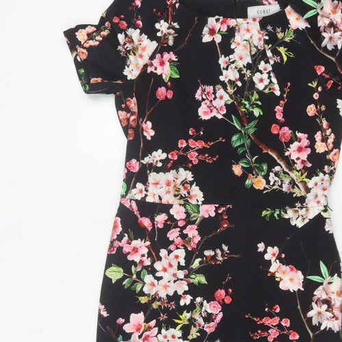 Coast Women’s Black Floral UK 10 Knee Length Sheath Dress