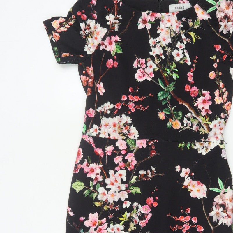 Coast Women’s Black Floral UK 10 Knee Length Sheath Dress
