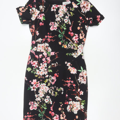 Coast Women’s Black Floral UK 10 Knee Length Sheath Dress