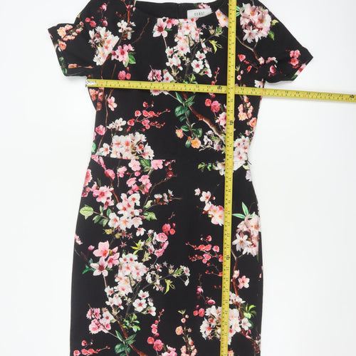 Coast Women’s Black Floral UK 10 Knee Length Sheath Dress