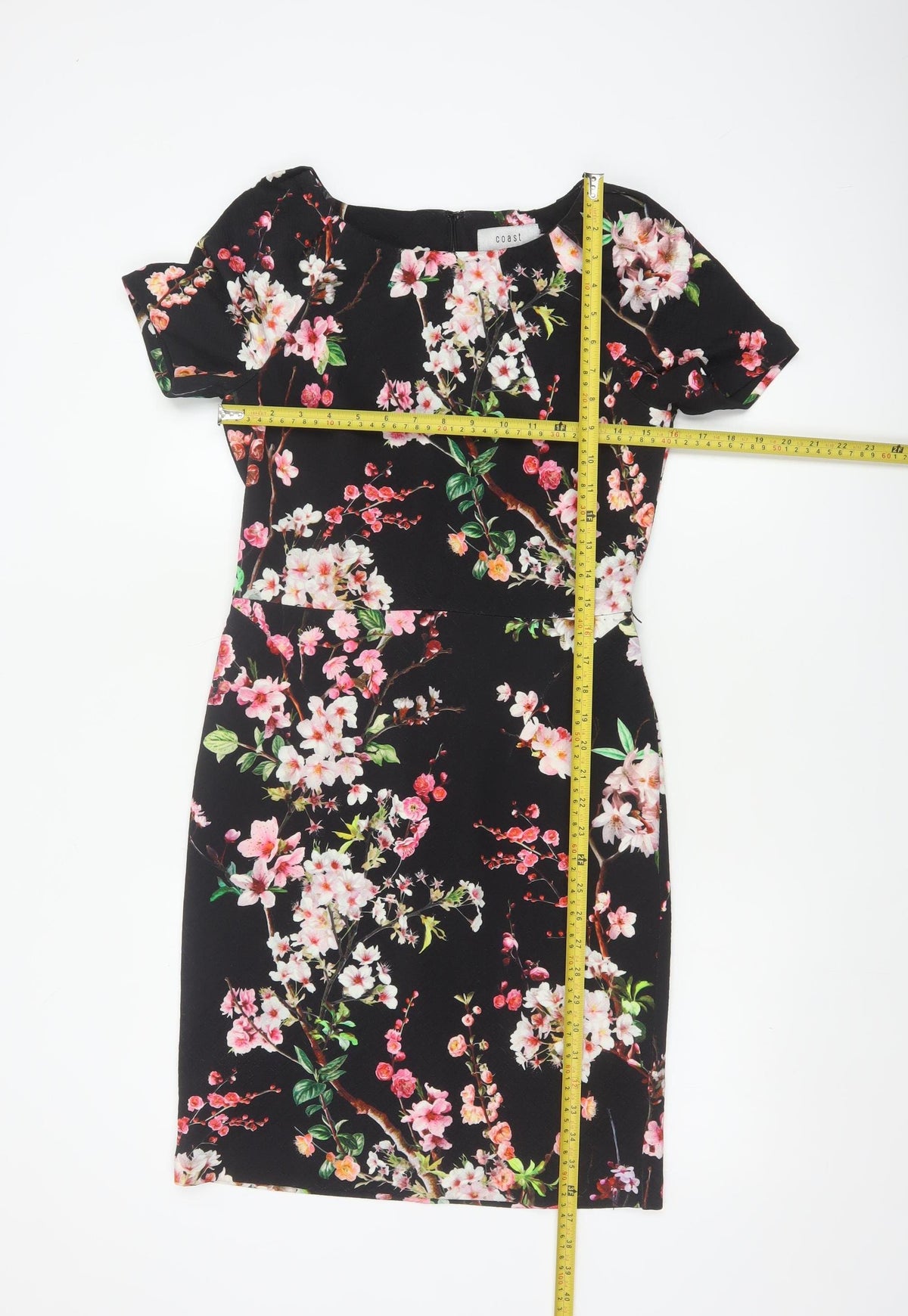 Coast Women’s Black Floral UK 10 Knee Length Sheath Dress