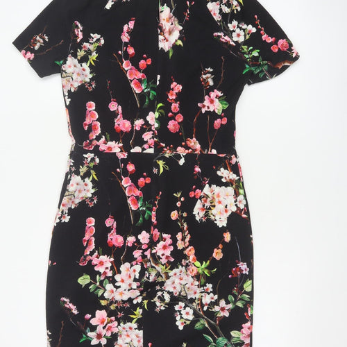 Coast Women’s Black Floral UK 10 Knee Length Sheath Dress