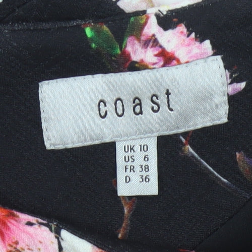 Coast Women’s Black Floral UK 10 Knee Length Sheath Dress