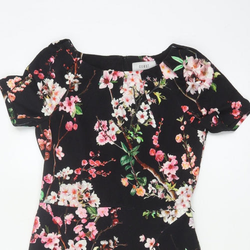 Coast Women’s Black Floral UK 10 Knee Length Sheath Dress