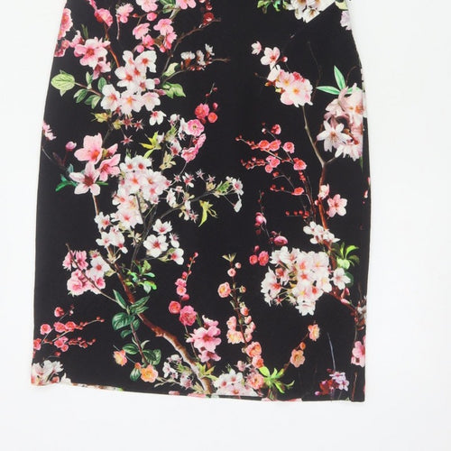 Coast Women’s Black Floral UK 10 Knee Length Sheath Dress