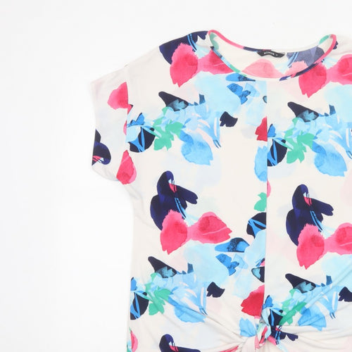 Roman Women Multicoloured Floral Tie Front Basic T-Shirt UK 12