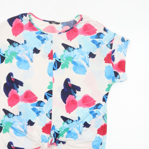 Roman Women Multicoloured Floral Tie Front Basic T-Shirt UK 12