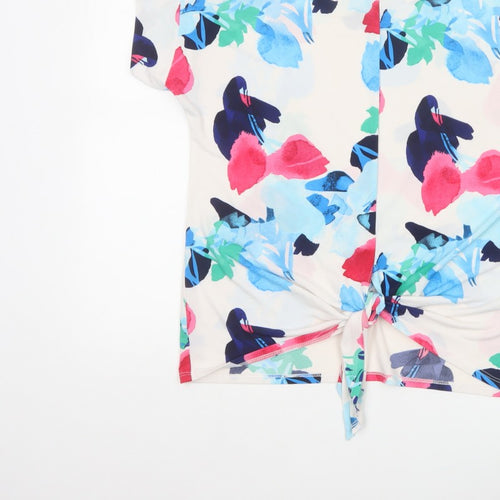 Roman Women Multicoloured Floral Tie Front Basic T-Shirt UK 12