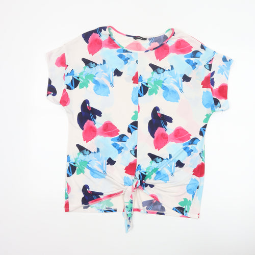 Roman Women Multicoloured Floral Tie Front Basic T-Shirt UK 12