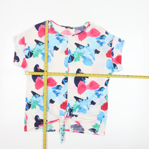 Roman Women Multicoloured Floral Tie Front Basic T-Shirt UK 12