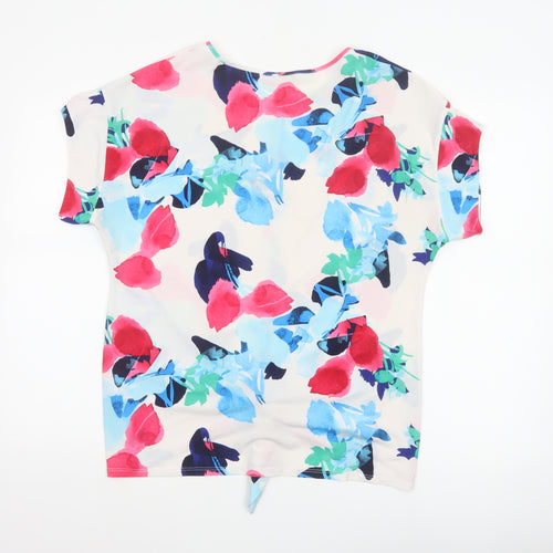 Roman Women Multicoloured Floral Tie Front Basic T-Shirt UK 12