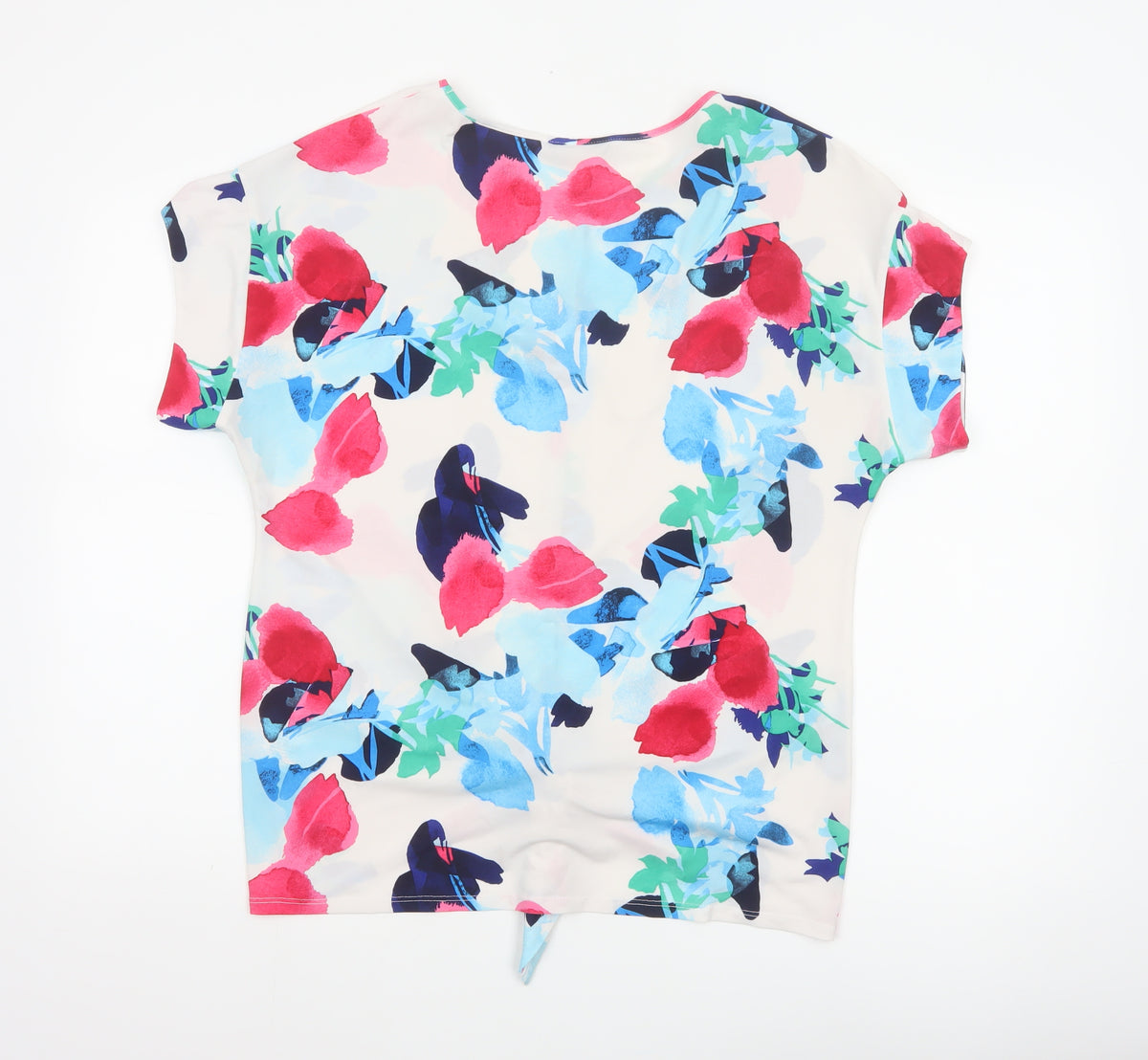 Roman Women Multicoloured Floral Tie Front Basic T-Shirt UK 12