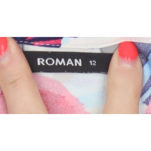 Roman Women Multicoloured Floral Tie Front Basic T-Shirt UK 12