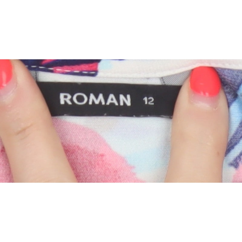 Roman Women Multicoloured Floral Tie Front Basic T-Shirt UK 12
