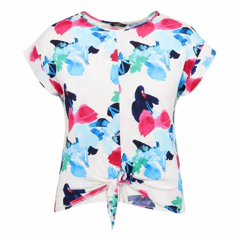 Roman Women Multicoloured Floral Tie Front Basic T-Shirt UK 12