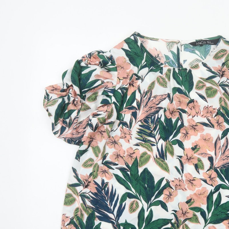 M&Co Women Multicoloured Floral Puff Sleeve Blouse UK 14