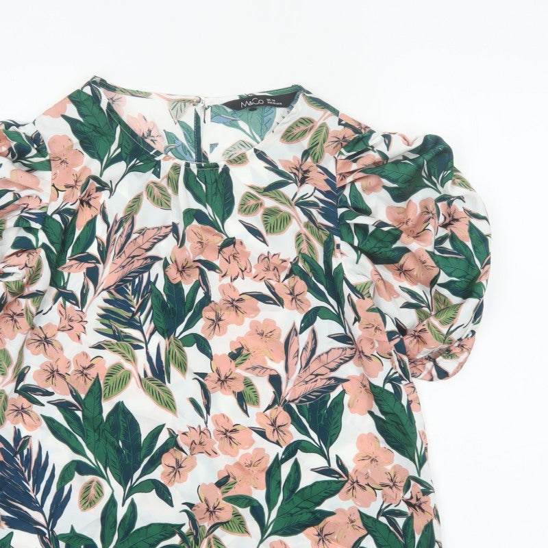 M&Co Women Multicoloured Floral Puff Sleeve Blouse UK 14