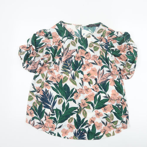 M&Co Women Multicoloured Floral Puff Sleeve Blouse UK 14