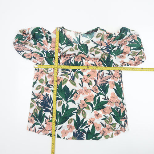 M&Co Women Multicoloured Floral Puff Sleeve Blouse UK 14