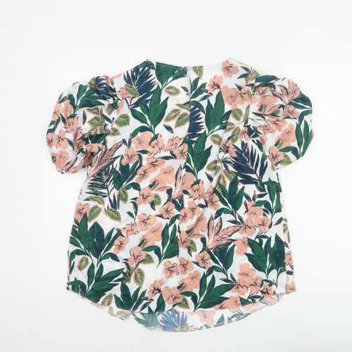 M&Co Women Multicoloured Floral Puff Sleeve Blouse UK 14