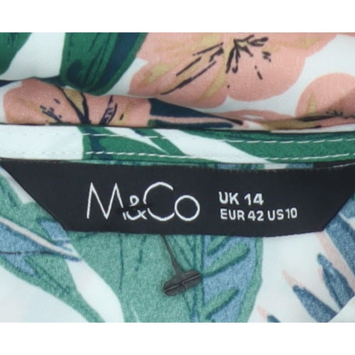 M&Co Women Multicoloured Floral Puff Sleeve Blouse UK 14
