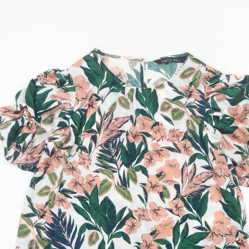 M&Co Women Multicoloured Floral Puff Sleeve Blouse UK 14