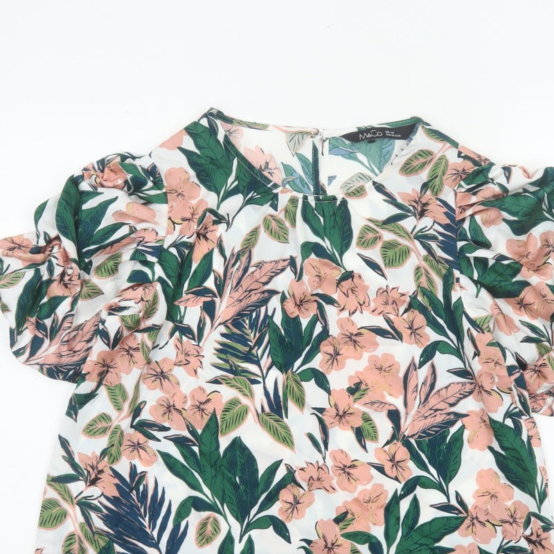 M&Co Women Multicoloured Floral Puff Sleeve Blouse UK 14