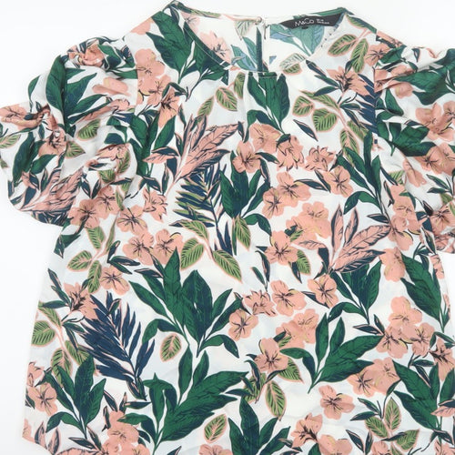 M&Co Women Multicoloured Floral Puff Sleeve Blouse UK 14