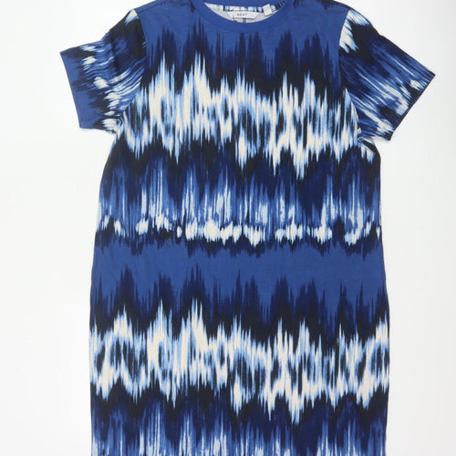 Next Women Blue Geometric Jersey T-Shirt Dress UK 14 Tall