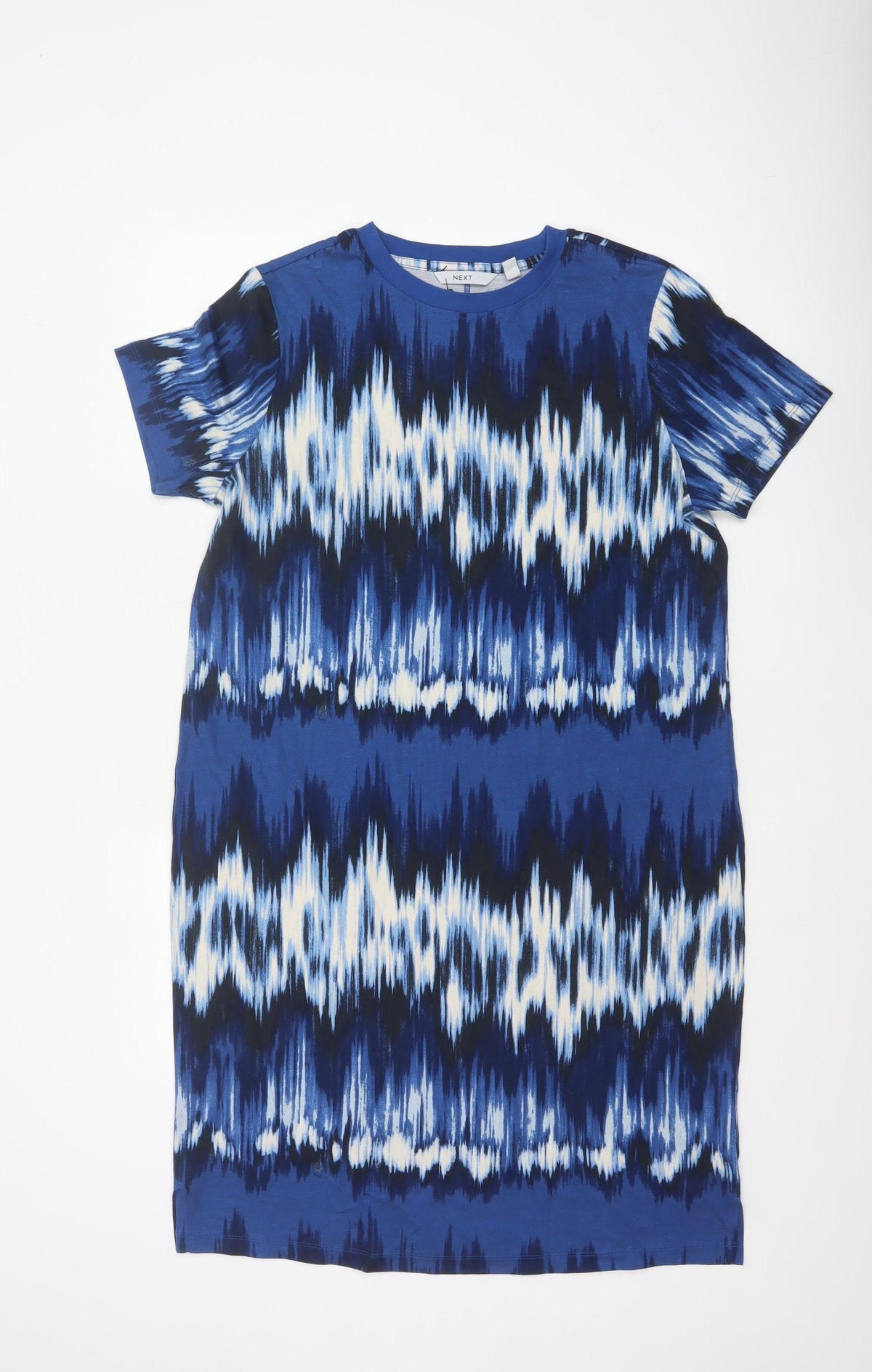 Next Women Blue Geometric Jersey T-Shirt Dress UK 14 Tall